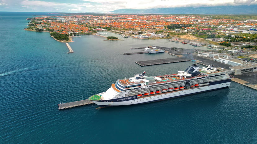 The Celebrity Constellation cruise ship moored in a port