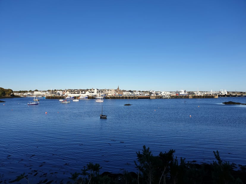Stornoway, Scotland as seen from the sea
