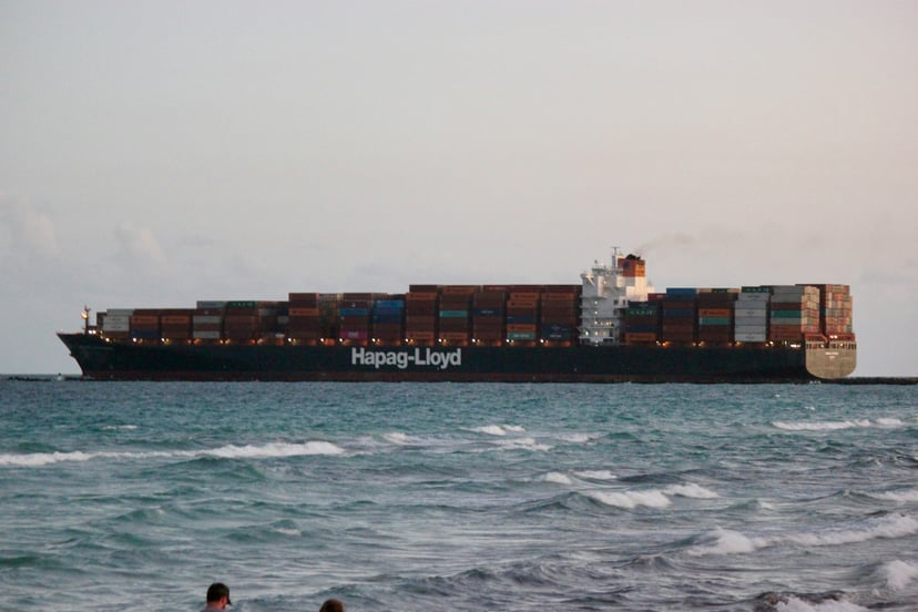 A Hapag-LLoyd container ship at sea