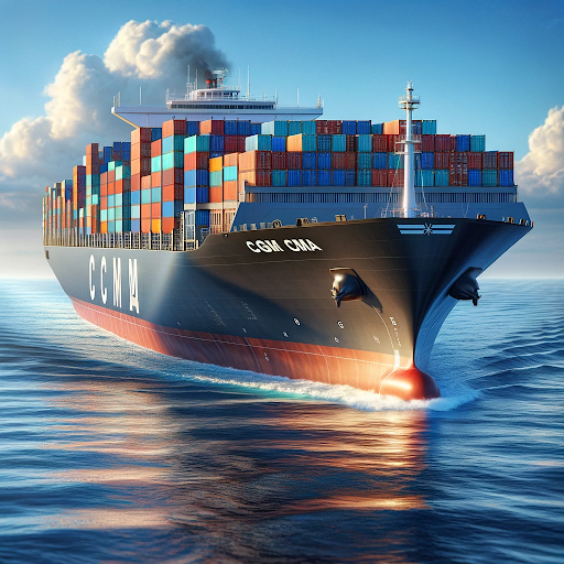 AI generated image of a CGM CMA containership
