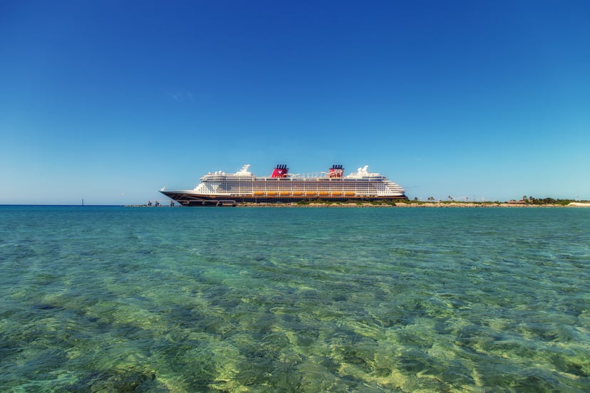 A Disney Cruise ship in the Caribbean