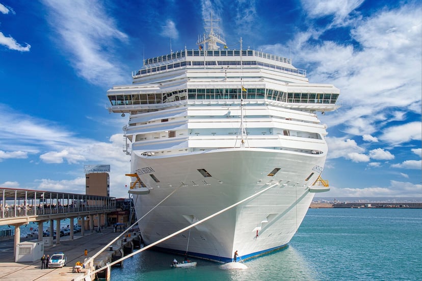 The Costa Serena cruise ship moored in a cruise port