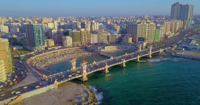 The port city of Alexandria in Egypt