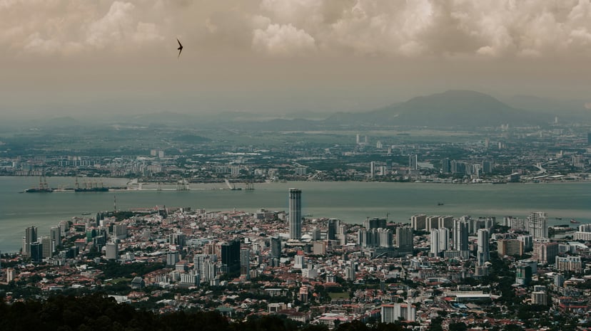 A view across Penang, Malaysia, looking towards the port