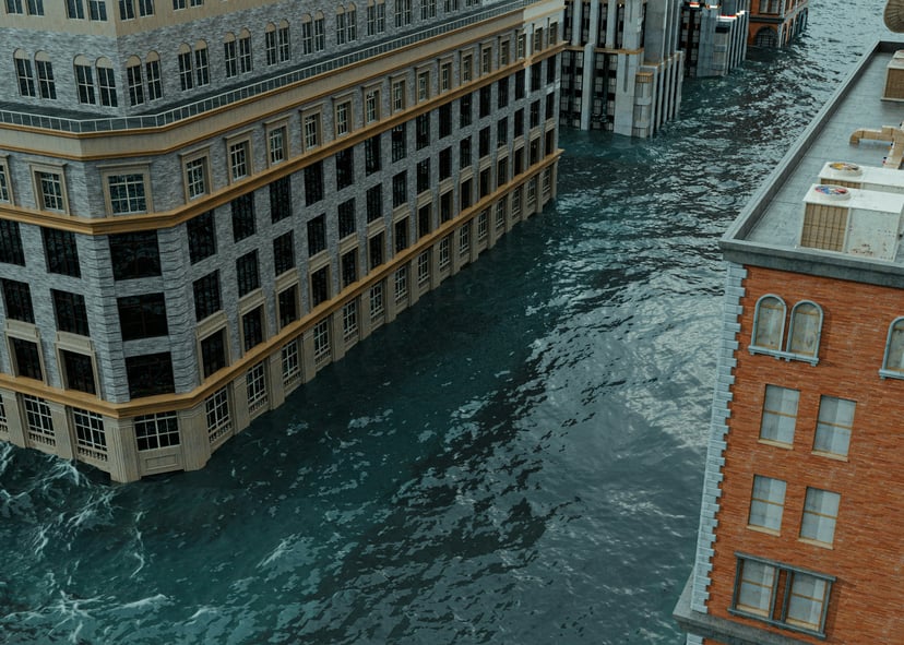 flooded streets in a city