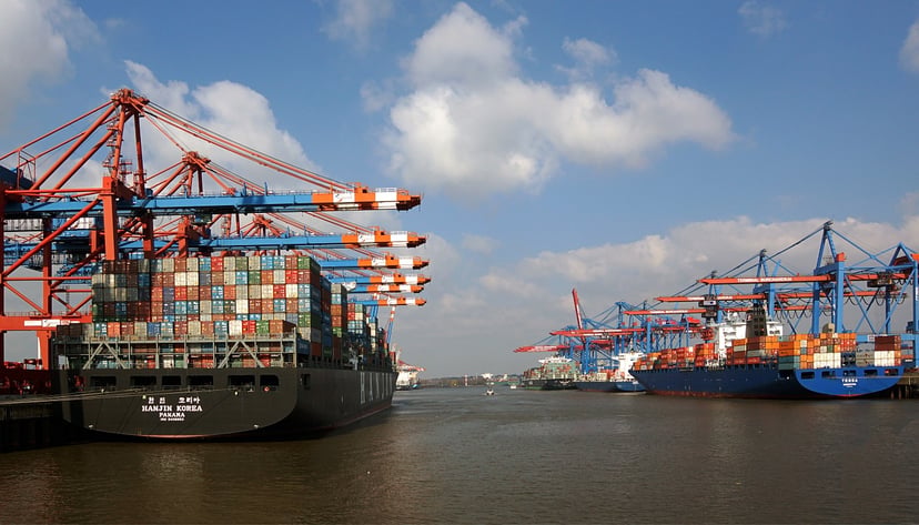 container ships in a port