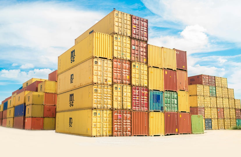 MSC shipping containers in a terminal