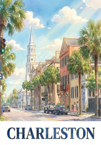 Poster Charleston - Affiche de voyage