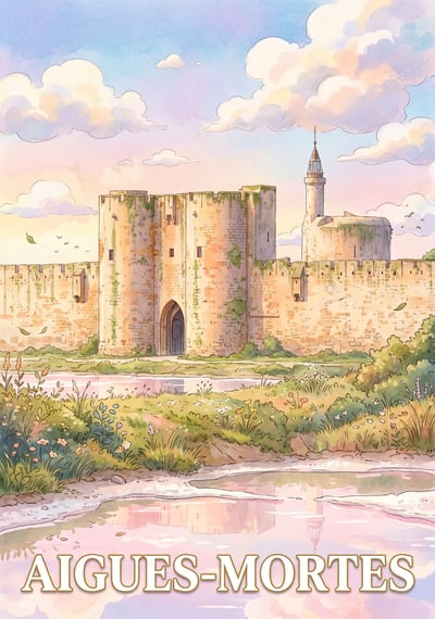Poster Aigues-Mortes - Affiche de voyage