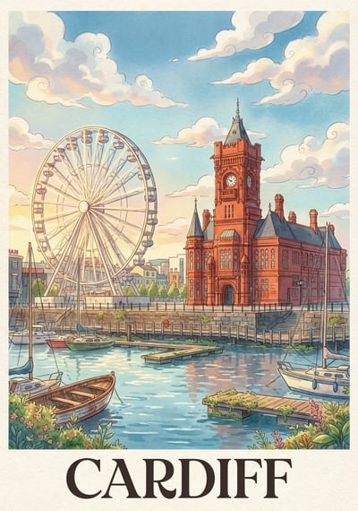 Poster Cardiff - Affiche de voyage