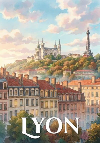 Poster Lyon - Affiche de voyage