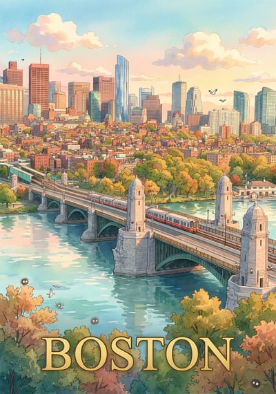 Poster Boston - Affiche de voyage