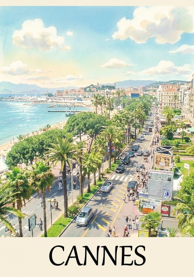 Poster Cannes - Affiche de voyage