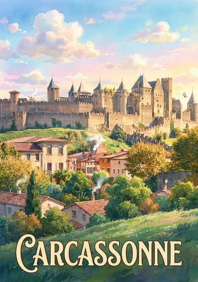 Poster Carcassonne - Affiche de voyage