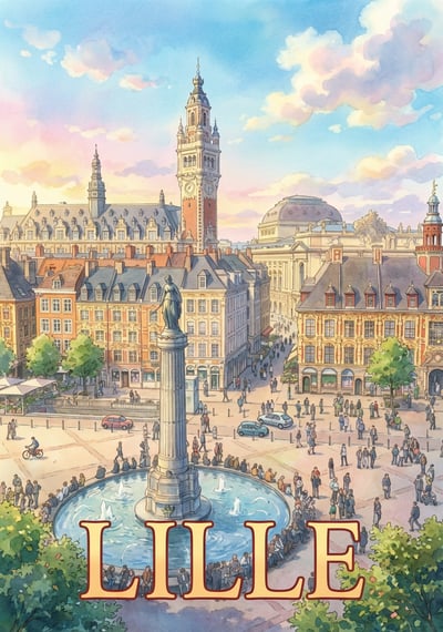 Poster Lille - Affiche de voyage