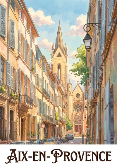 Poster Aix-en-Provence - Affiche de voyage