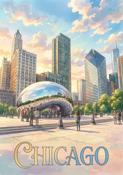 Poster Chicago - Affiche de voyage