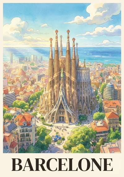 Poster Barcelone - Affiche de voyage