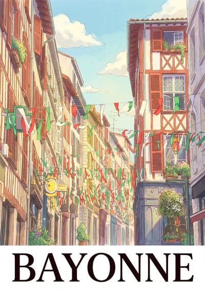 Poster Bayonne - Affiche de voyage