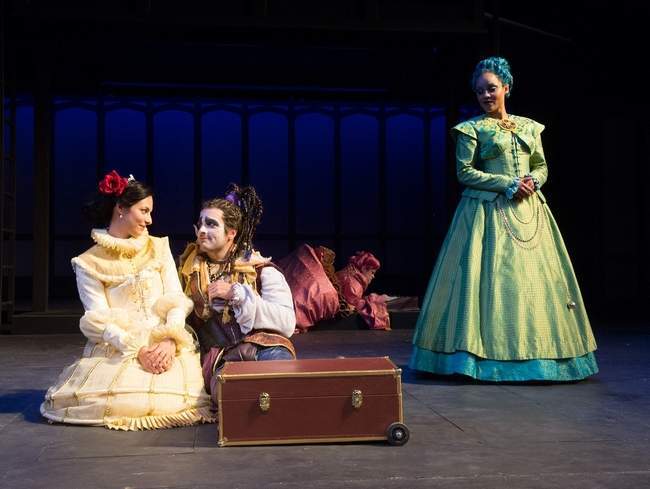 From left, Tala Ashe, John Tufts, Bonnie Milligan and Britney Simpson appear in the Oregon Shakespeare Festival premiere of "Head Over Heels." Photo courtesy of Jenny Graham
