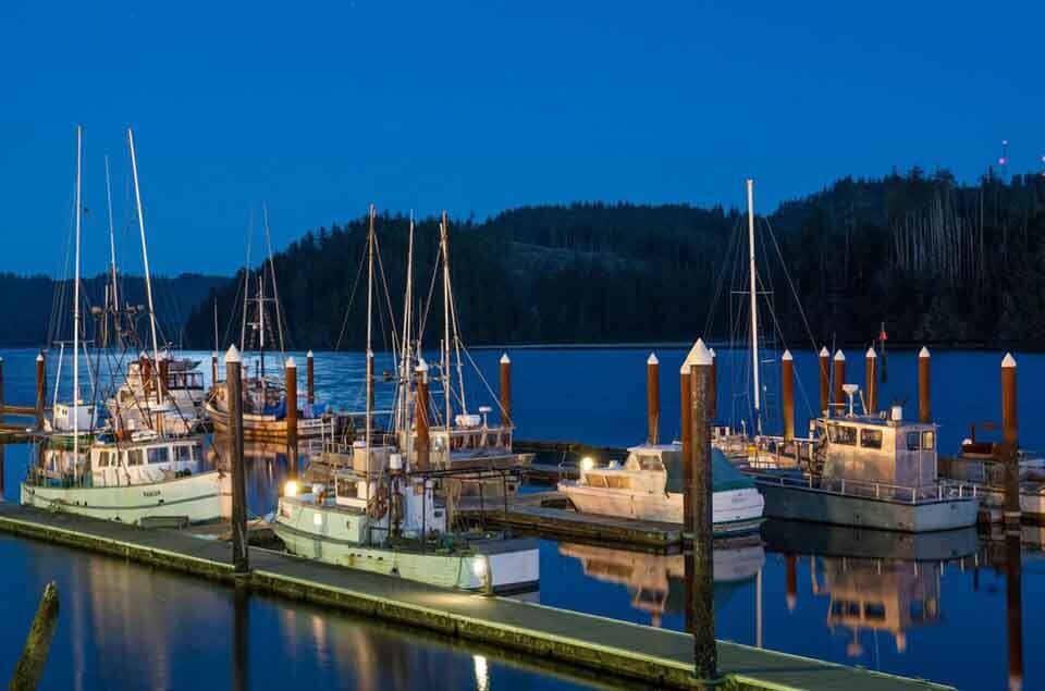 Fishing boats at docks on the Siuslaw River