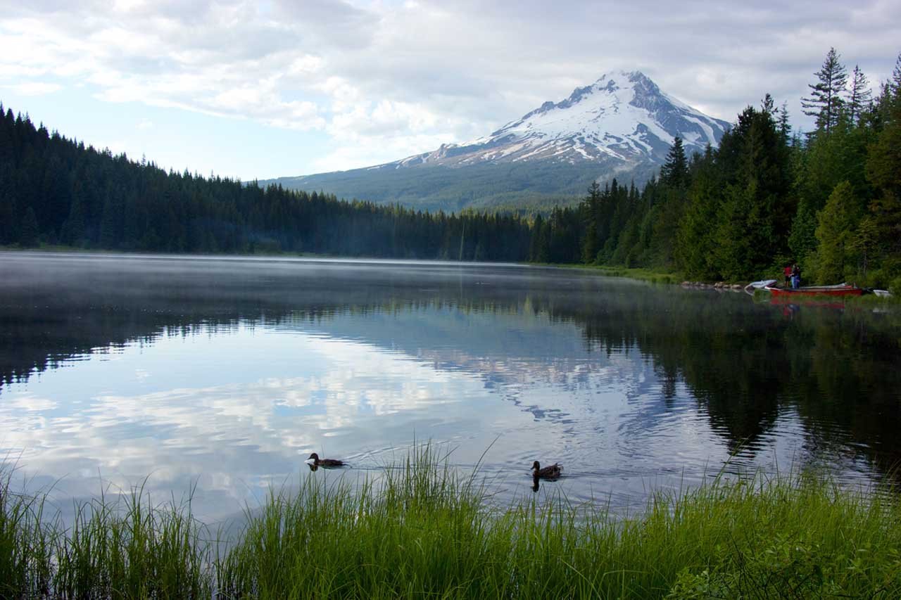 Mount Hood above Trillium Lake in Mount Hood National Forest