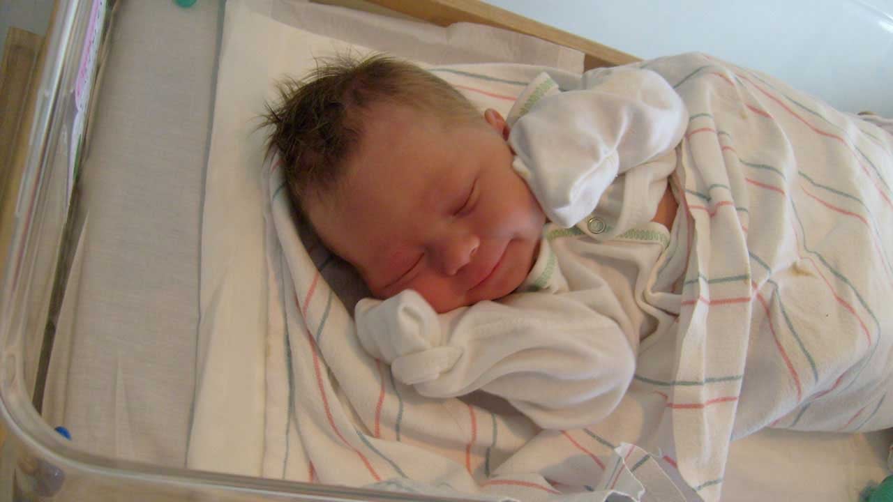 Baby in a crib