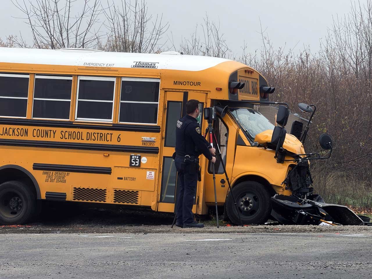 Passenger Truck Runs Stop Sign, Strikes School Bus