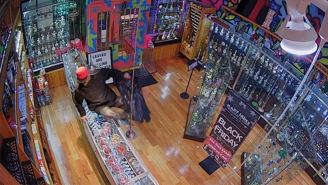 Pipe Shop Break-In Portland Oregon, December 2025 - Camera footage screenshot