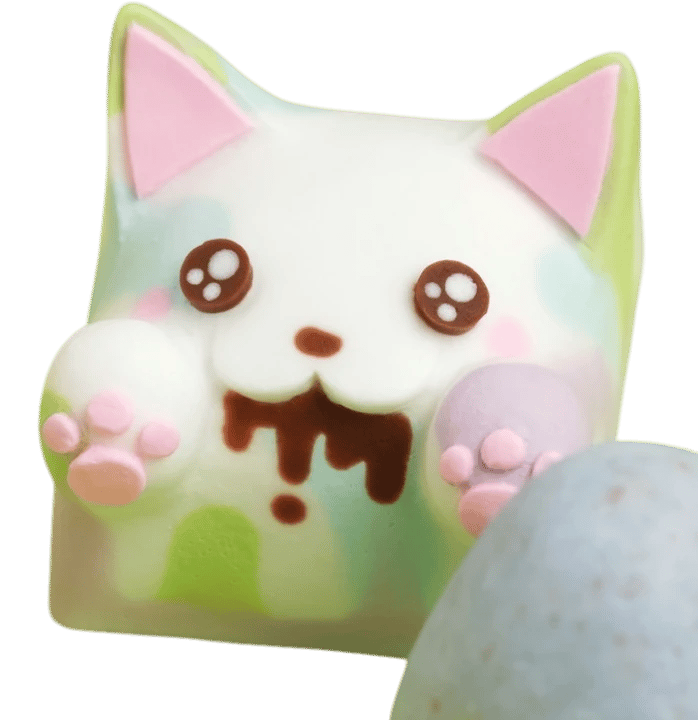 Hello Caps Bongo Cat v2 Chubby bunny artisan keycap