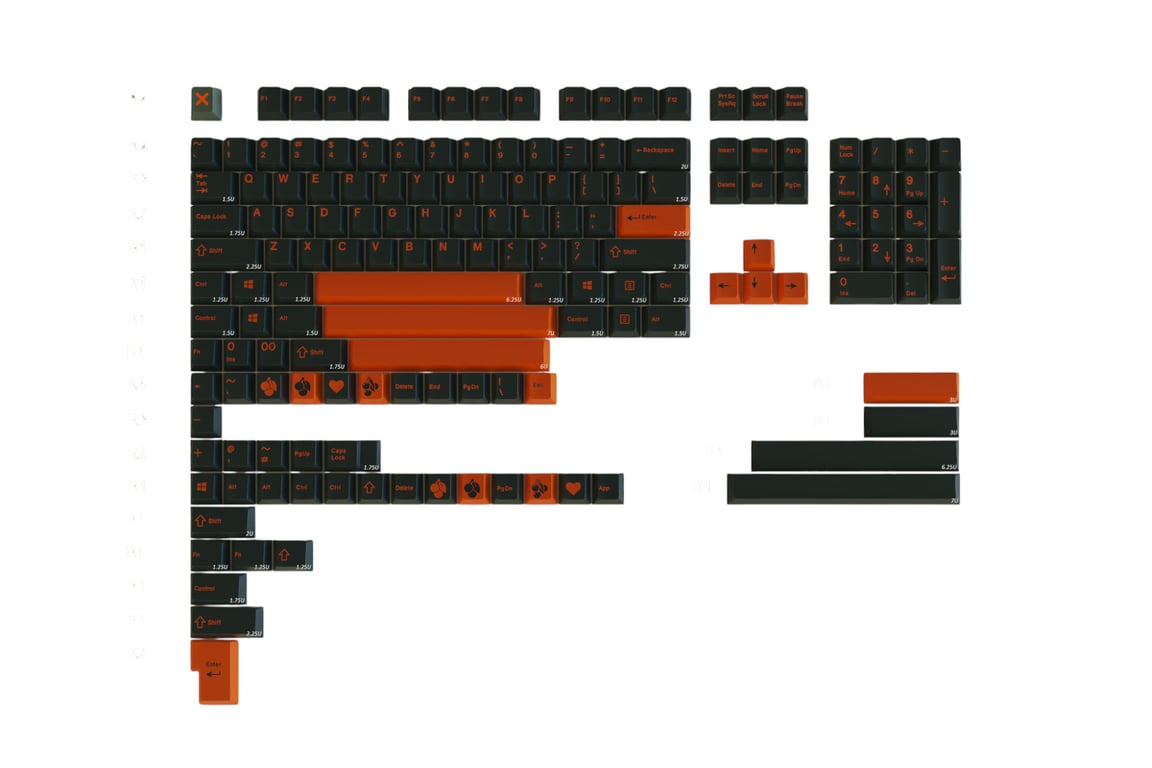 ePBT ABS Vermillion on Oil keycap set