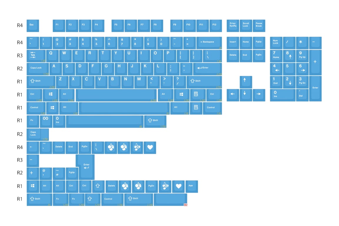 ePBT Blue Two-color keycap set