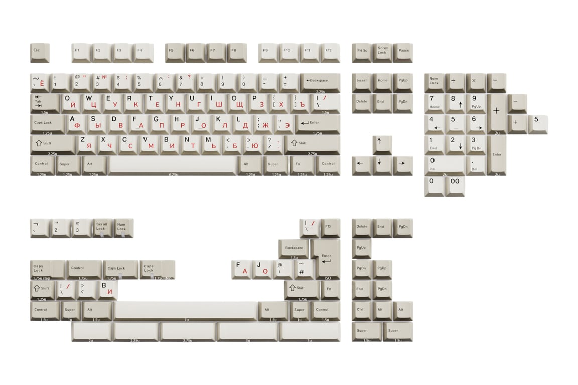 Keykobo Key Kobo Red Cyrillic ABS keycap set