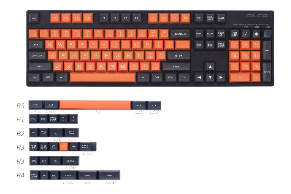 MaxKey Gray/Orange keycap set