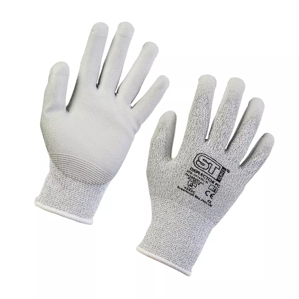 Supertouch Supertouch Deflector PE Cut PU Work Glove - Grey White - 120 Pairs in Greywhite