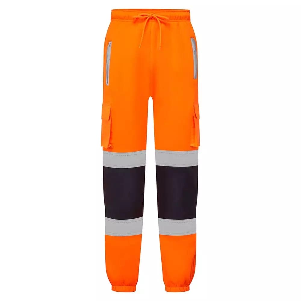 Supertouch Supertouch Hi Vis 2-Tone Jogging Bottoms - Orange Navy in Orange Navy