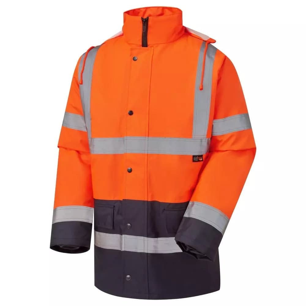 Supertouch Supertouch Hi Vis 2-Tone Parka - Orange Navy in Orange Navy