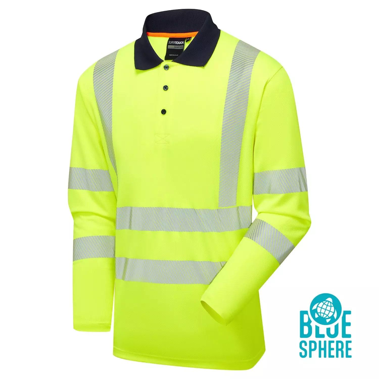 Supertouch Supertouch Hi Vis Eco Coolmax L/S Polo - Yellow in Yellow