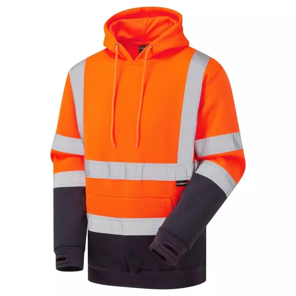 Supertouch Supertouch Hi Vis Hoodie - Orange Navy in Orange Navy