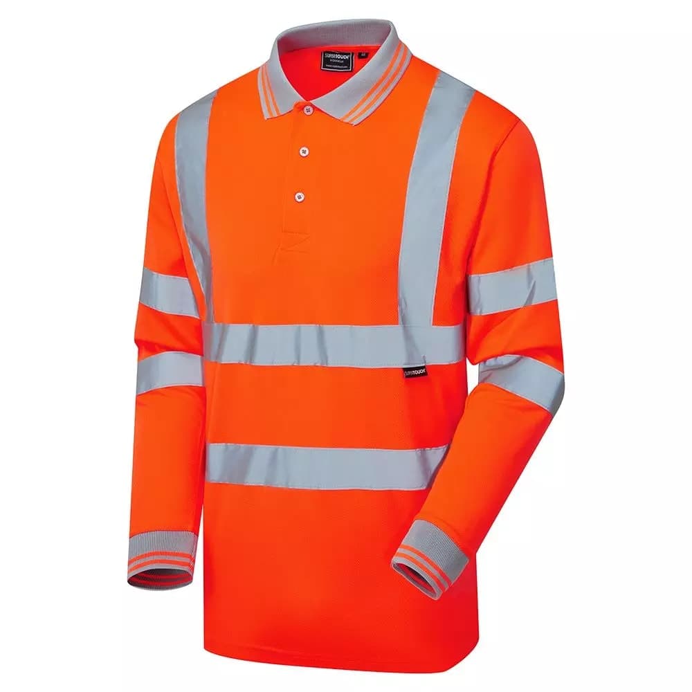 Supertouch Hi Vis Long Sleeved Bird Eye Polo Shirt - Orange