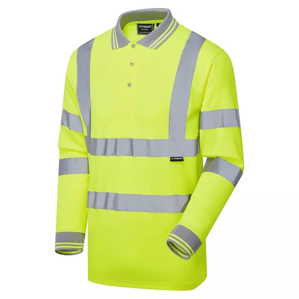 Supertouch Hi Vis Long Sleeved Bird Eye Polo Shirt - Yellow