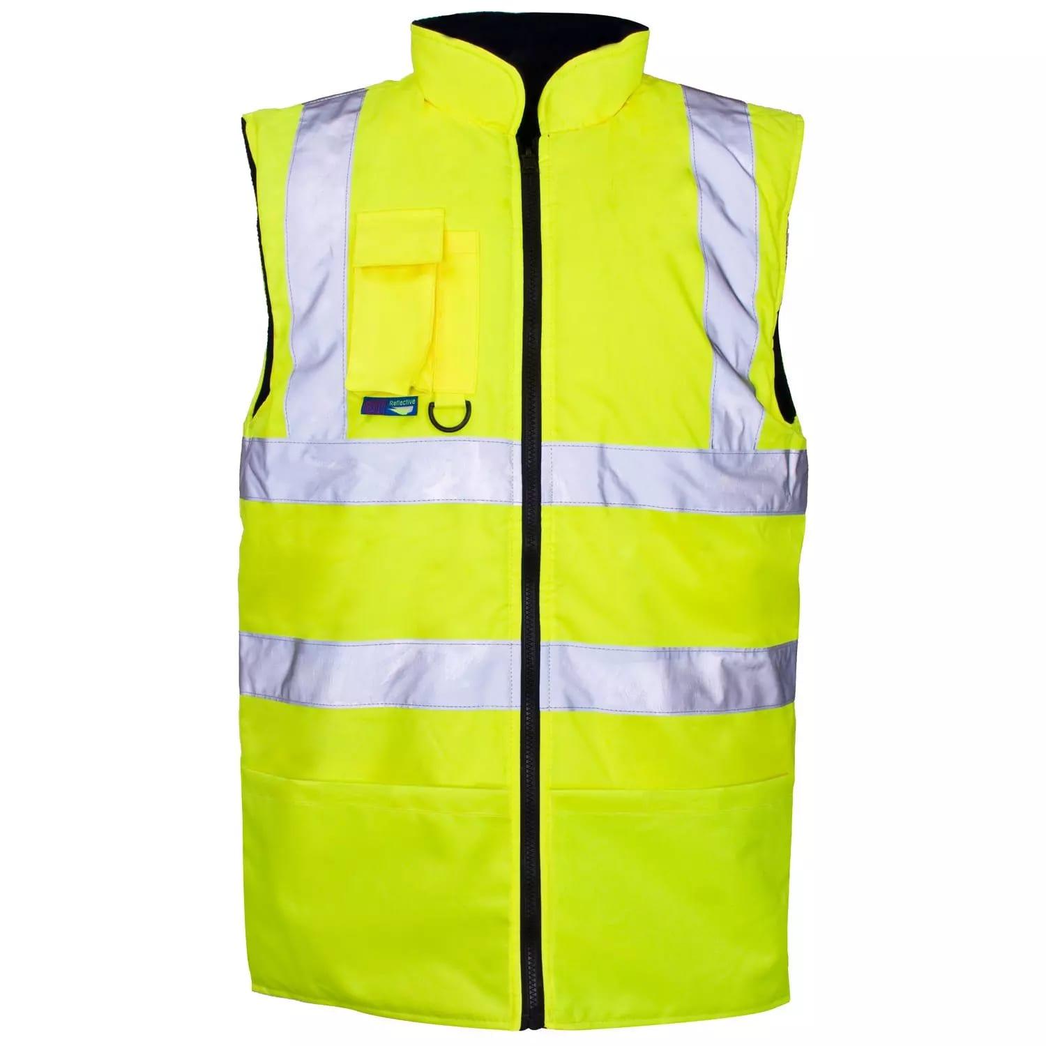 Supertouch Supertouch Hi Vis Reversible Fleece Lined Bodywarmer - Yellow Navy in Yellow Navy