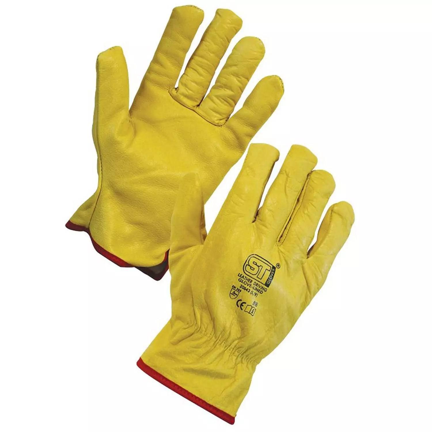 Supertouch Leather Driving Work Gloves - Lined - Yellow - 120 Pairs