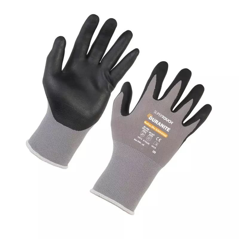 Supertouch Nitrotouch Polyester/Nitrile Work Gloves - Grey Black - 12 Pairs