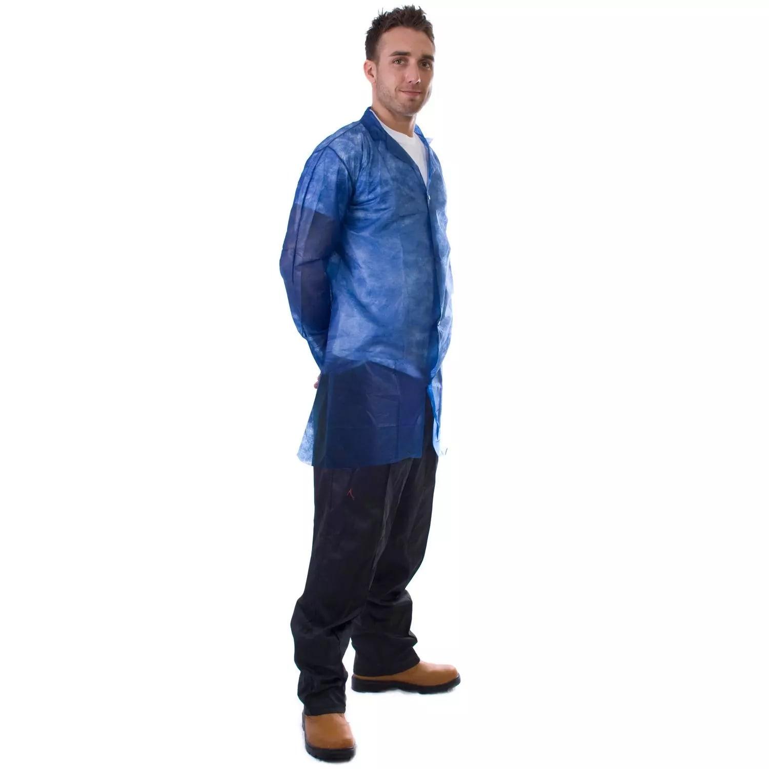 Supertouch Non-Woven Coat With Poppers Coveralls Disposable Coveralls - 50 Pieces - Blue
