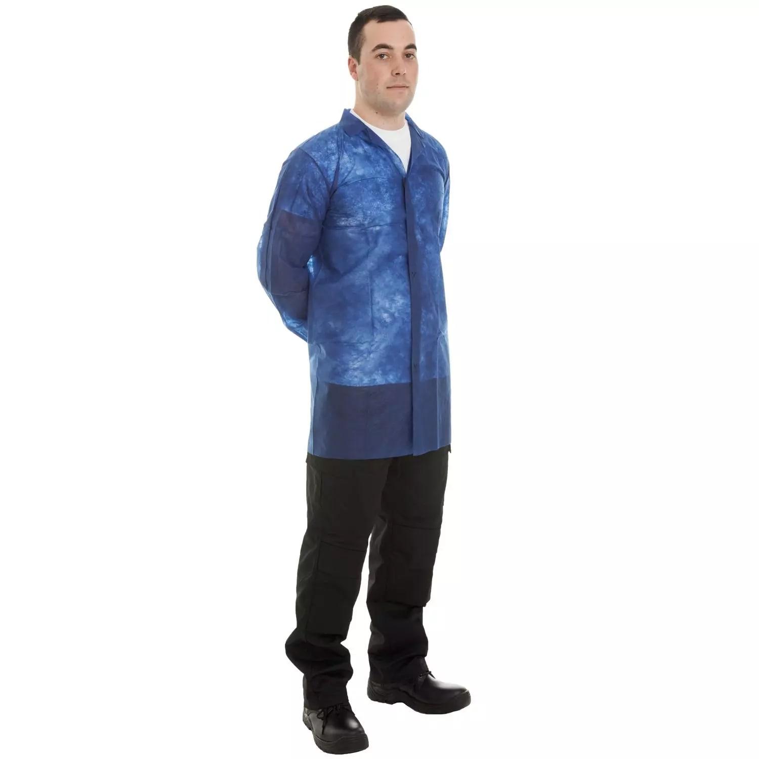 Supertouch Non-Woven Coat With Velcro Coveralls Disposable Coveralls - 50 Pieces - Blue