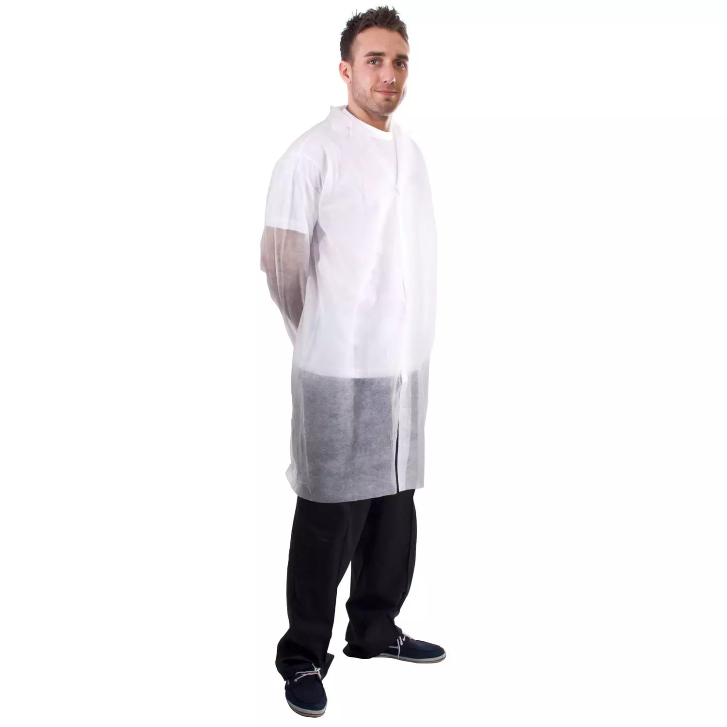 Supertouch Non-Woven Coat With Velcro Coveralls Disposable Coveralls - 50 Pieces - White