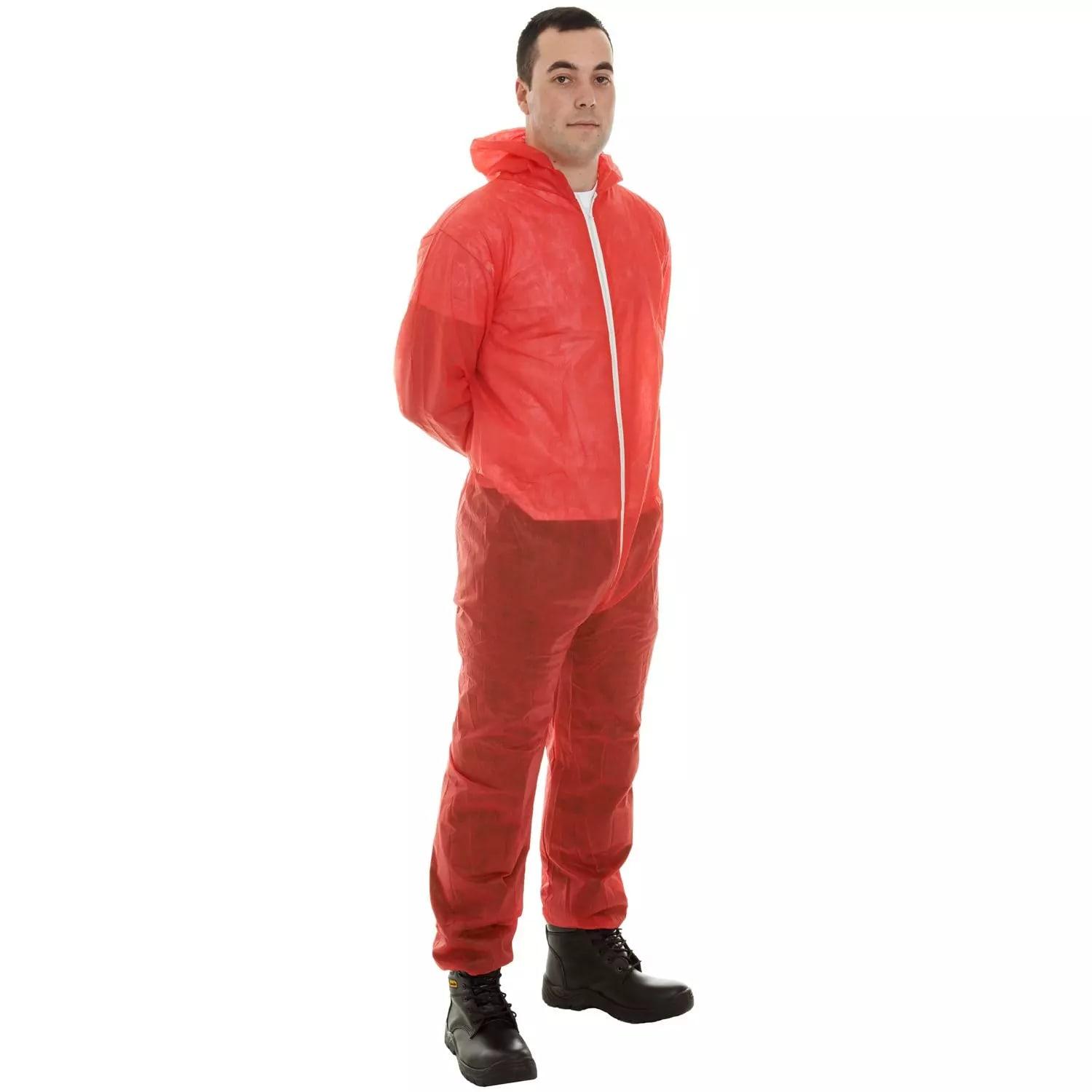 Supertouch PP Non-Woven Disposable Coveralls - 50 Pieces - Red