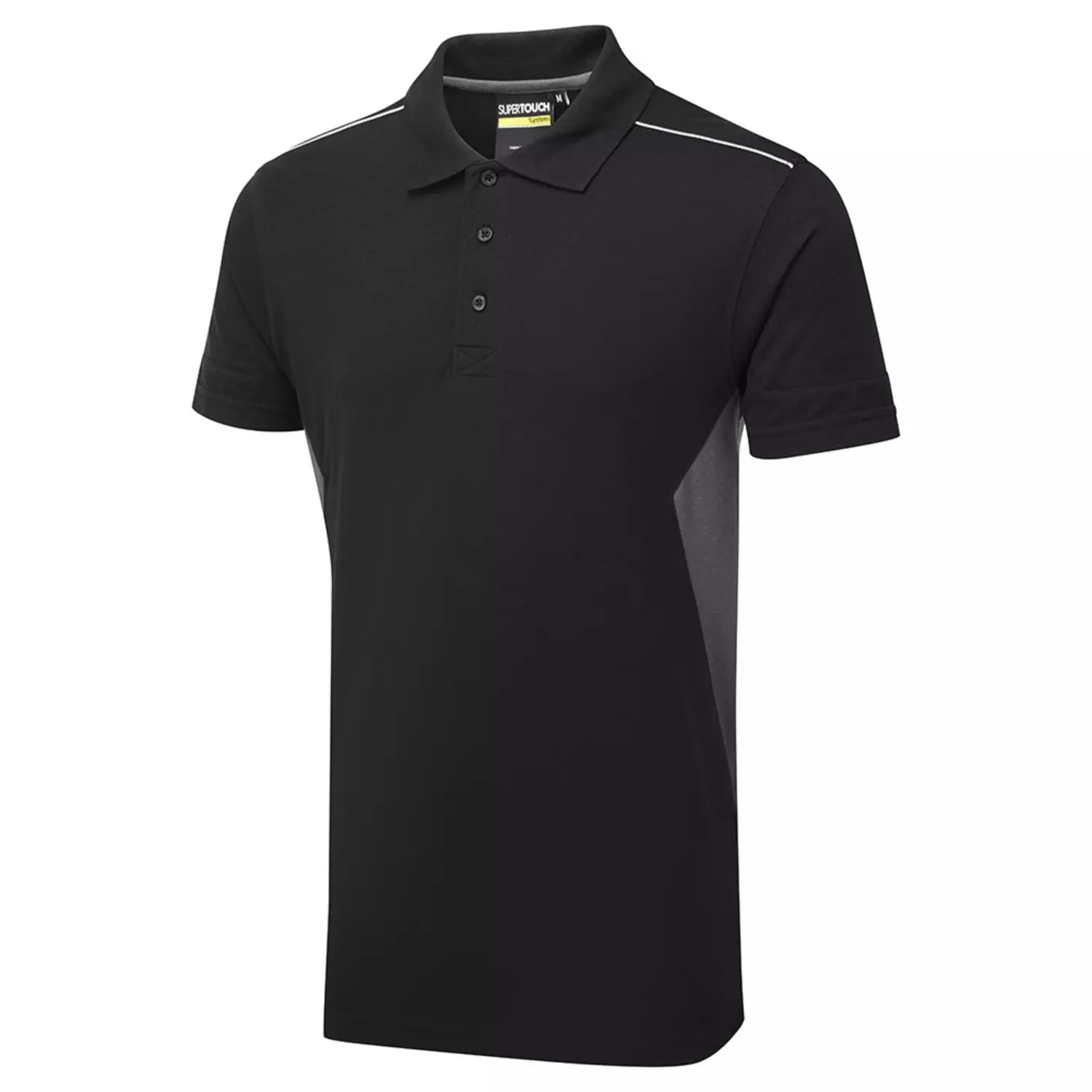 Supertouch System Eco Mens Polo Shirt - Black Grey