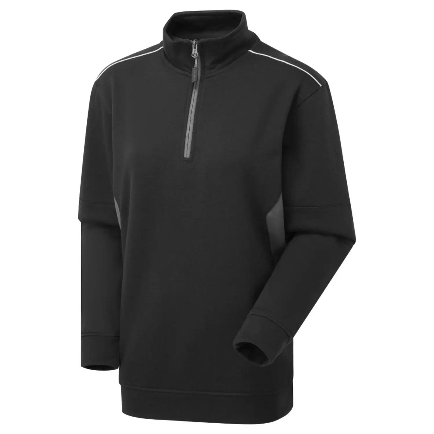 Supertouch System Eco Womens Quarter Zip Sweatshirt - Black Grey
